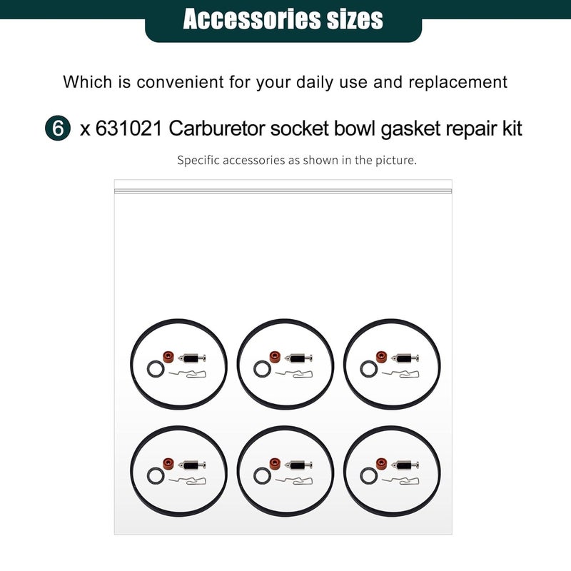 OXCANO 6PCS 631021 Carburetor Needle Seat Bowl Gasket Rebuild Repair Kit Compatible with Tecumseh V40 V50 V60 VM80 H30, Hyundai Sonata 2011-2014, Hyundai Tucson 2011-2014, Kia Optima 2011-2014 - Image 4